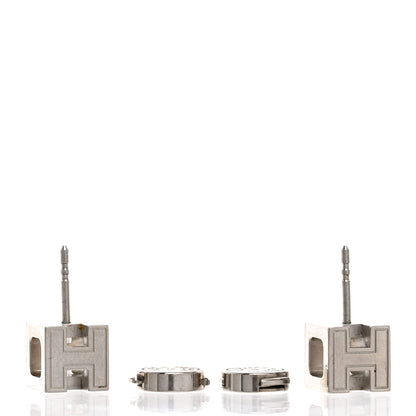 Hermes Palladium Cage d'H Earrings Rose Dragee 3 of 4