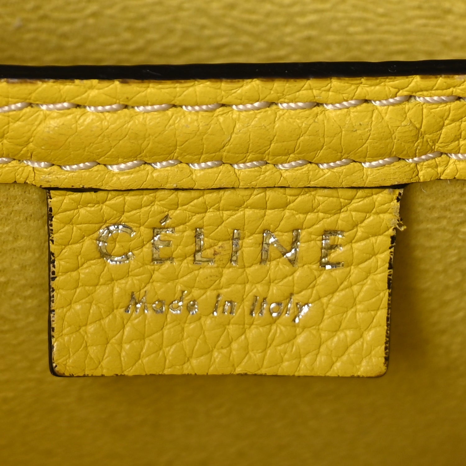 Celine Drummed Calfskin Nano Luggage  Citron 5 of 8