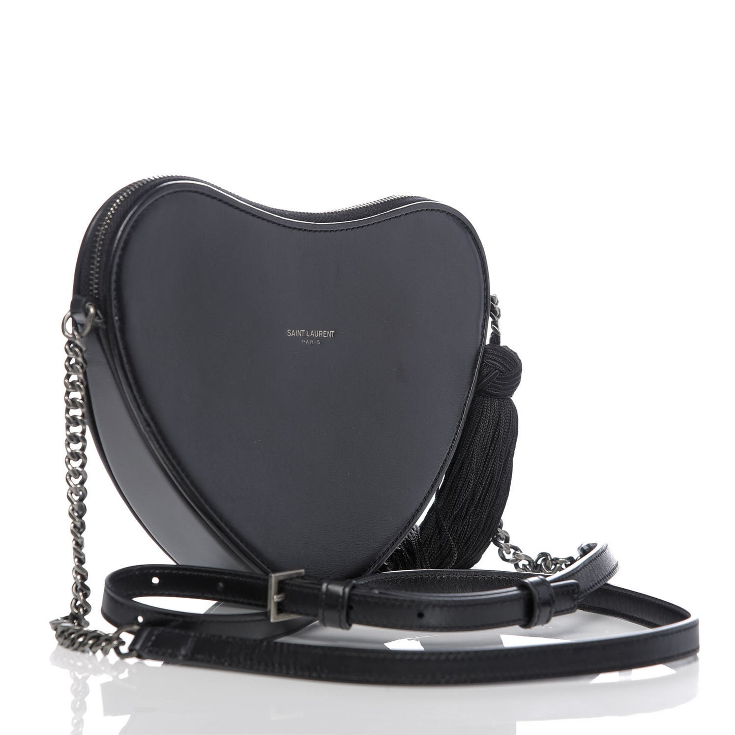 Calfskin Heart Monogram Crossbody Black