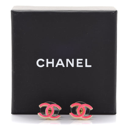Chanel Enamel CC Earrings Pink Gold 5 of 5