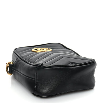 Gucci Calfskin Matelasse Mini GG Marmont Crossbody Bag Black 3 of 9