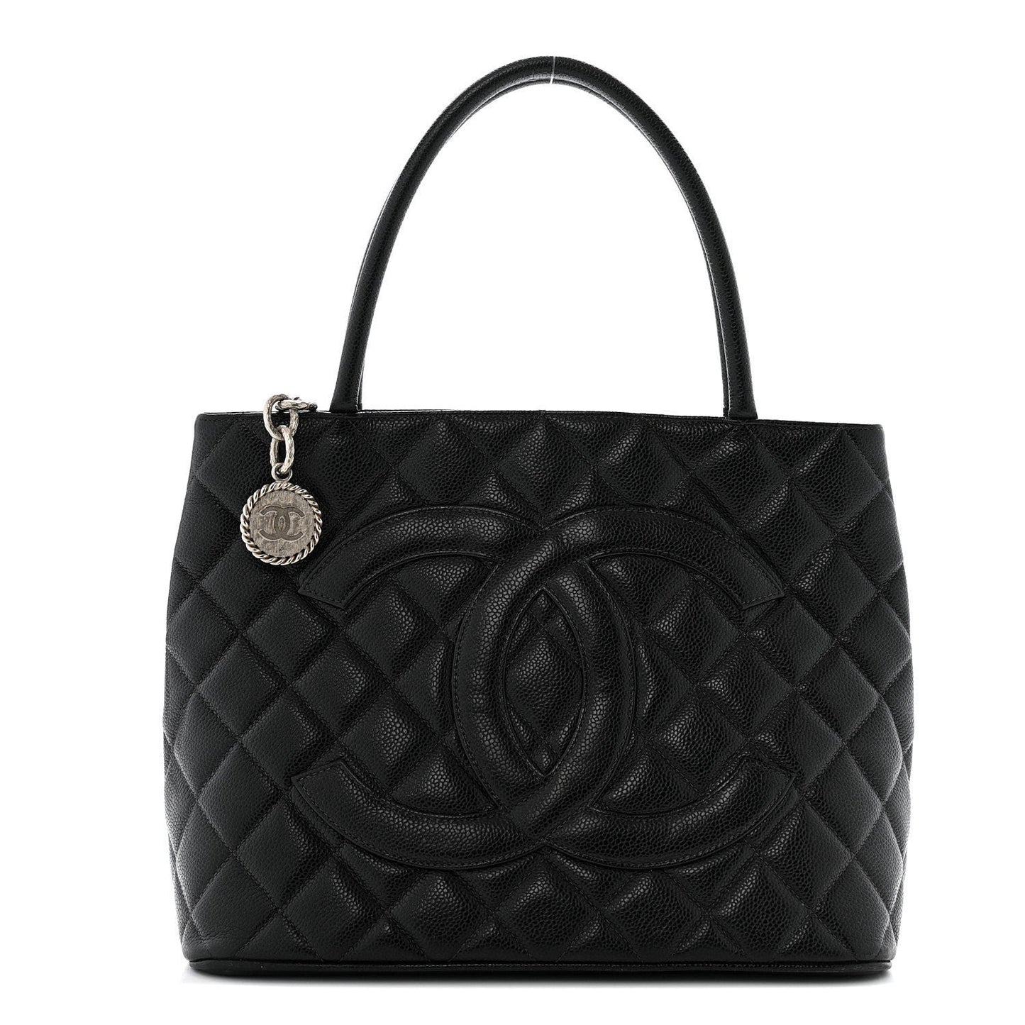 Caviar Quilted Medallion Tote Black