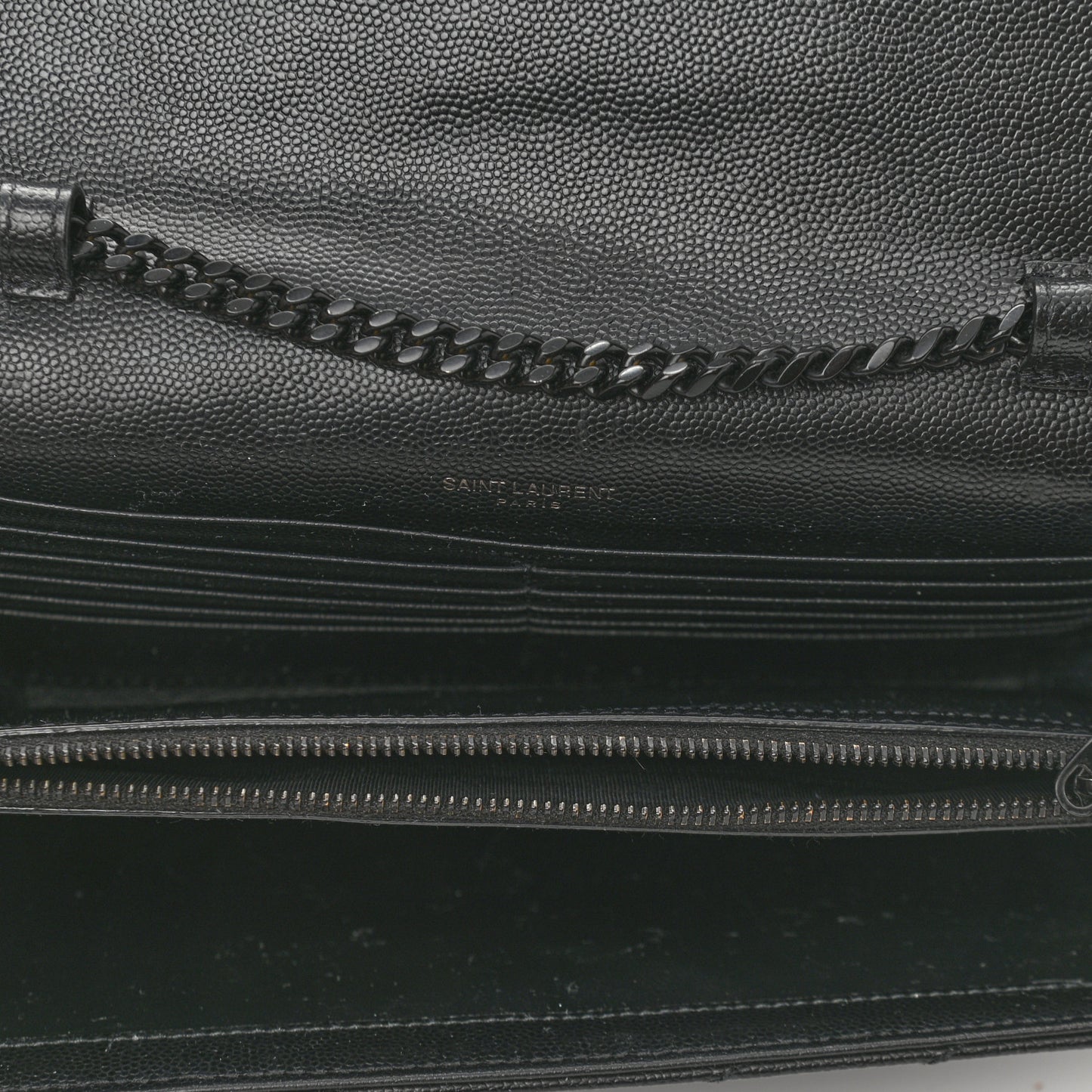 Grain De Poudre Matelasse Chevron Monogram Chain Wallet Black