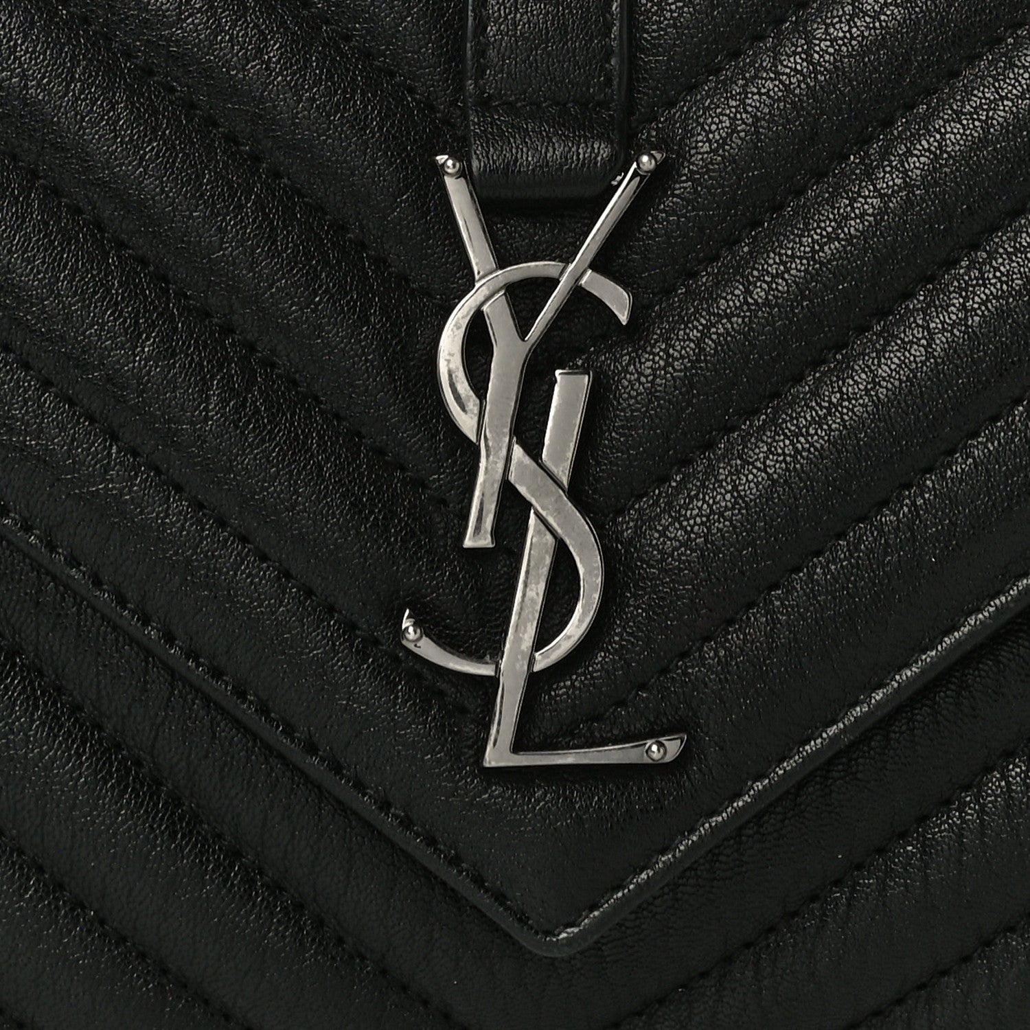 Saint Laurent Sheepskin Matelasse Chevron Monogram Medium College Bag Black 6 of 12
