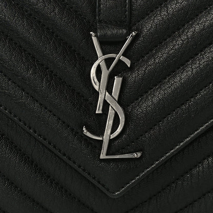 Saint Laurent Sheepskin Matelasse Chevron Monogram Medium College Bag Black 6 of 12