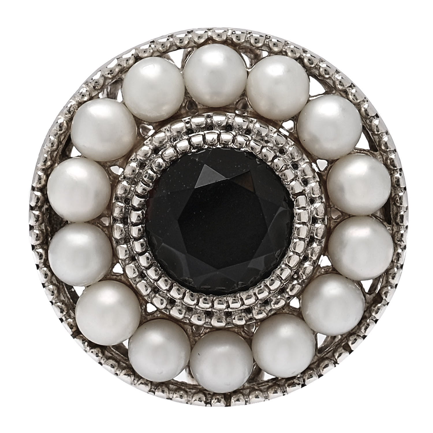 Tiffany Sterling Silver Black Onyx Freshwater Pearl Ziegfeld Ring 57 8 1 of 6