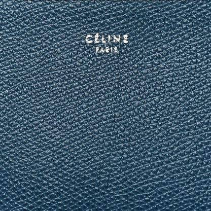 Celine Drummed Calfskin Medium Half Zip Multifunction Wallet Coin Purse Blue 8 of 8
