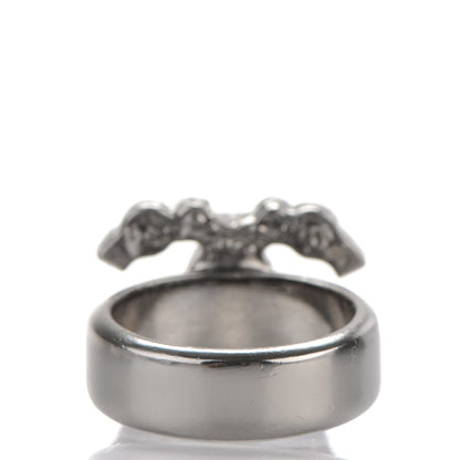 Chanel Ruthenium Crystal CC Ring Dark Grey 52 6.5 3 of 4