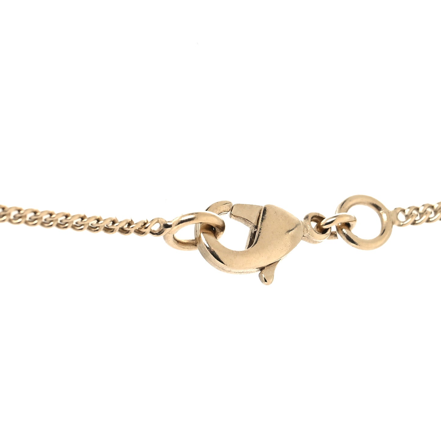 Metal Crystal CC Bow Drop Necklace Gold