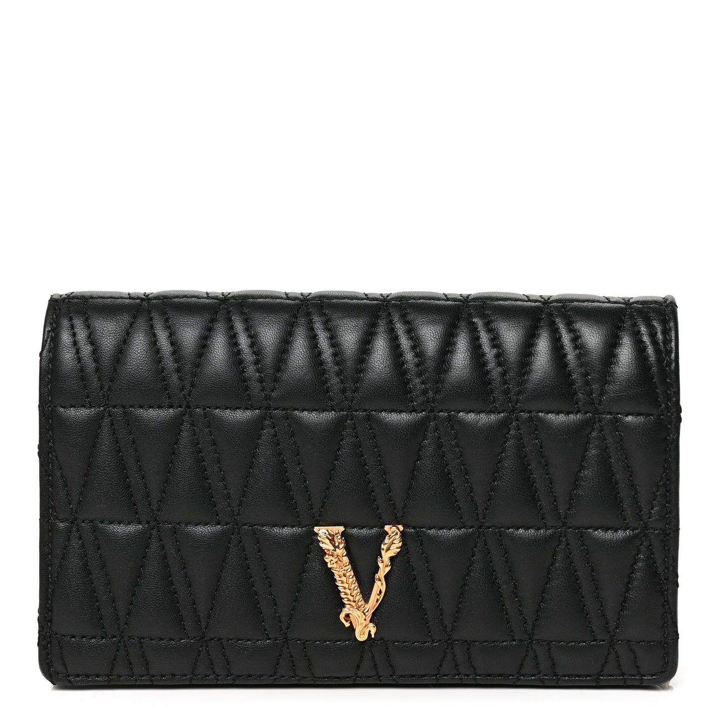 Nappa Quilted Virtus Clutch Bag Black
