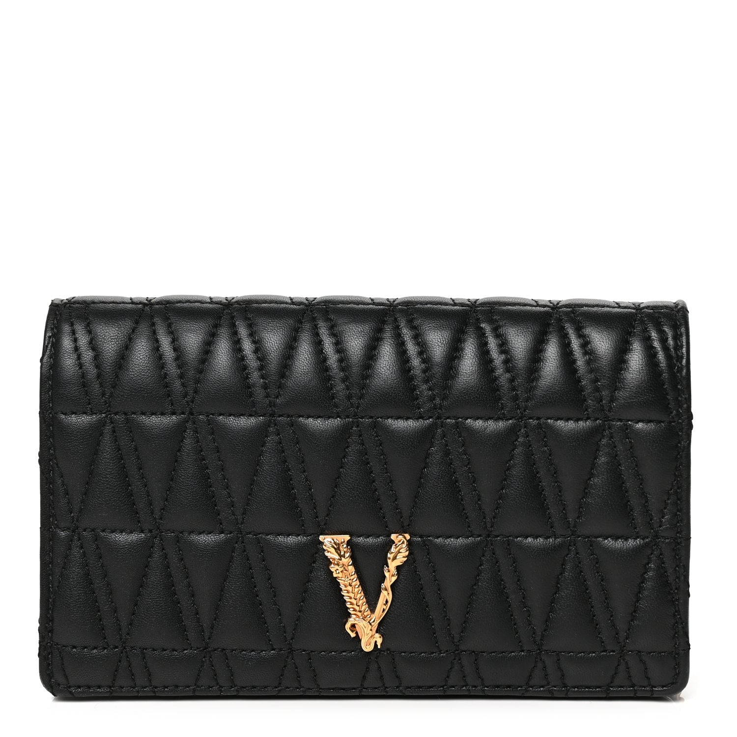 Versace Nappa Quilted Virtus Clutch Bag Black 1 of 10