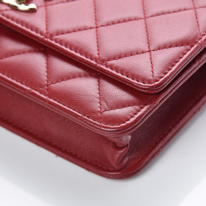 Chanel Lambskin Quilted Trendy CC Wallet On Chain WOC Dark Red 11 of 14