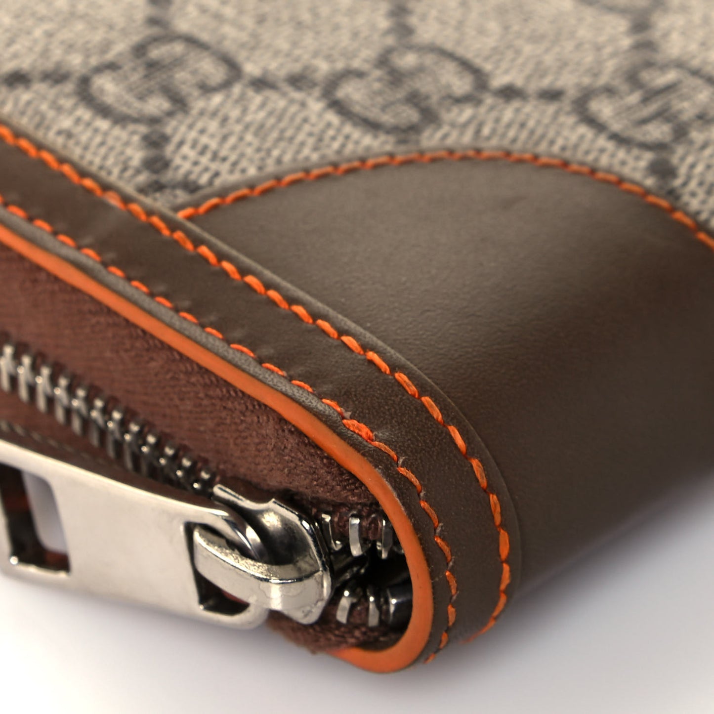 GG Supreme Monogram Web Zip Around Wallet Brown