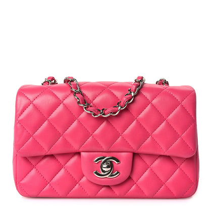 Chanel Lambskin Quilted Mini Rectangular Flap Dark Pink 1 of 9