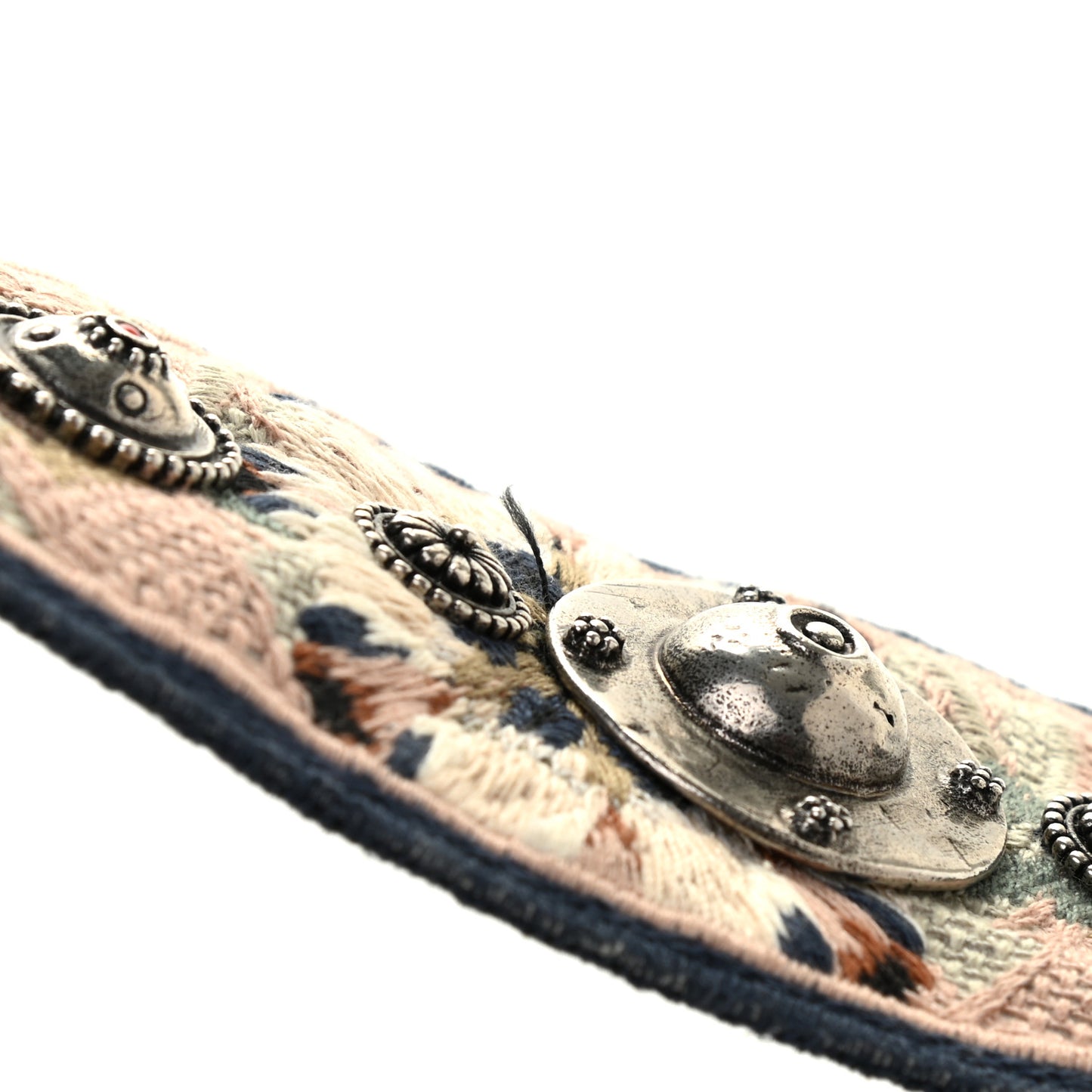 Canvas Embroidered Studded KaleiDiorscopic Shoulder Strap Multicolor