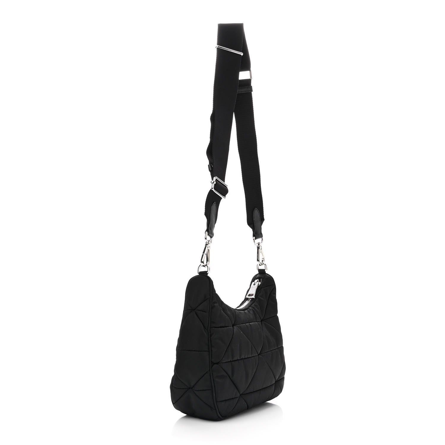 Prada Re-Nylon Triangle Padded Patchwork Shoulder Bag Black 3 of 12