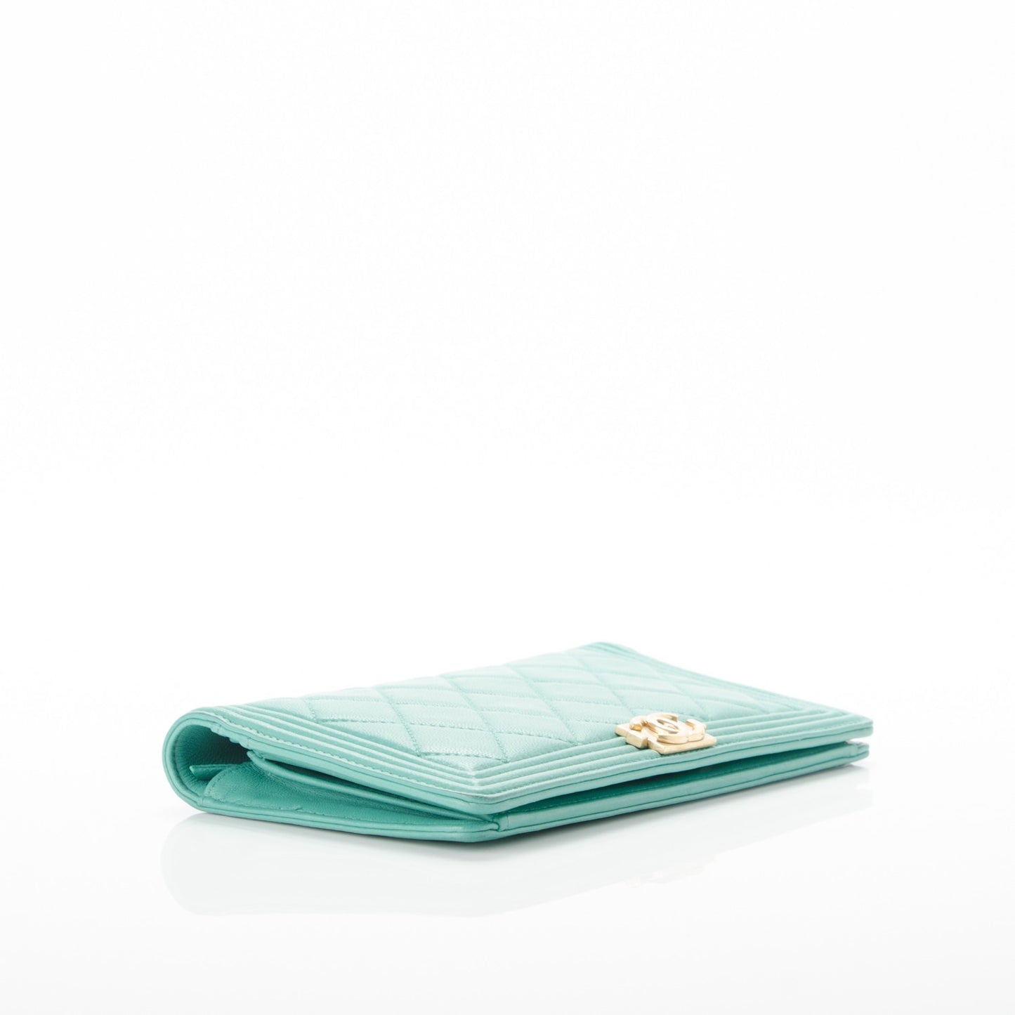 Lambskin Quilted Boy Yen Wallet Light Green