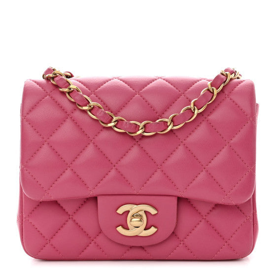 Lambskin Quilted Mini Square Flap Pink