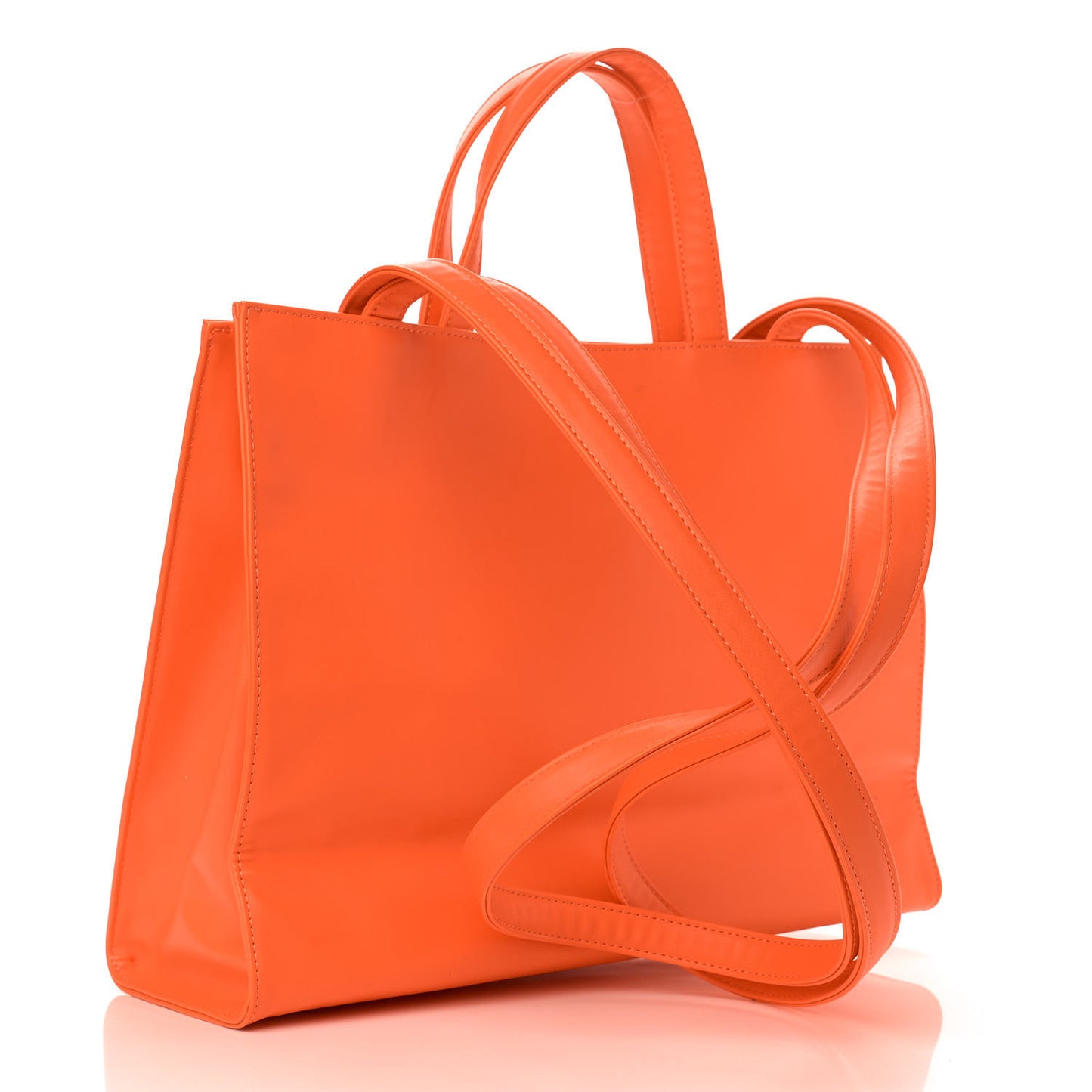 Vegan Leather Medium Shopping Bag Orange