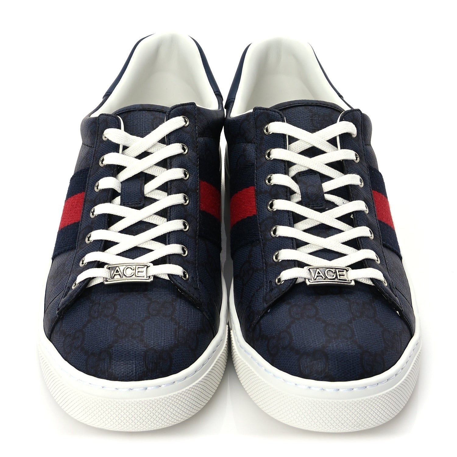 Gucci GG Supreme Monogram Web Mens New Ace Sneakers 8  Dark Blue 6 of 8