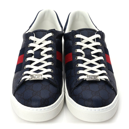 Gucci GG Supreme Monogram Web Mens New Ace Sneakers 8  Dark Blue 6 of 8