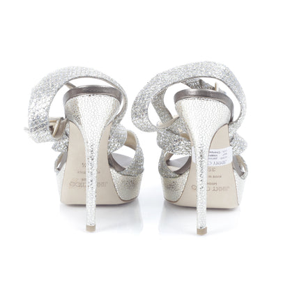 Jimmy Choo Vamp Glitter Strap Platform Sandals 36.5 Champagne 3 of 7
