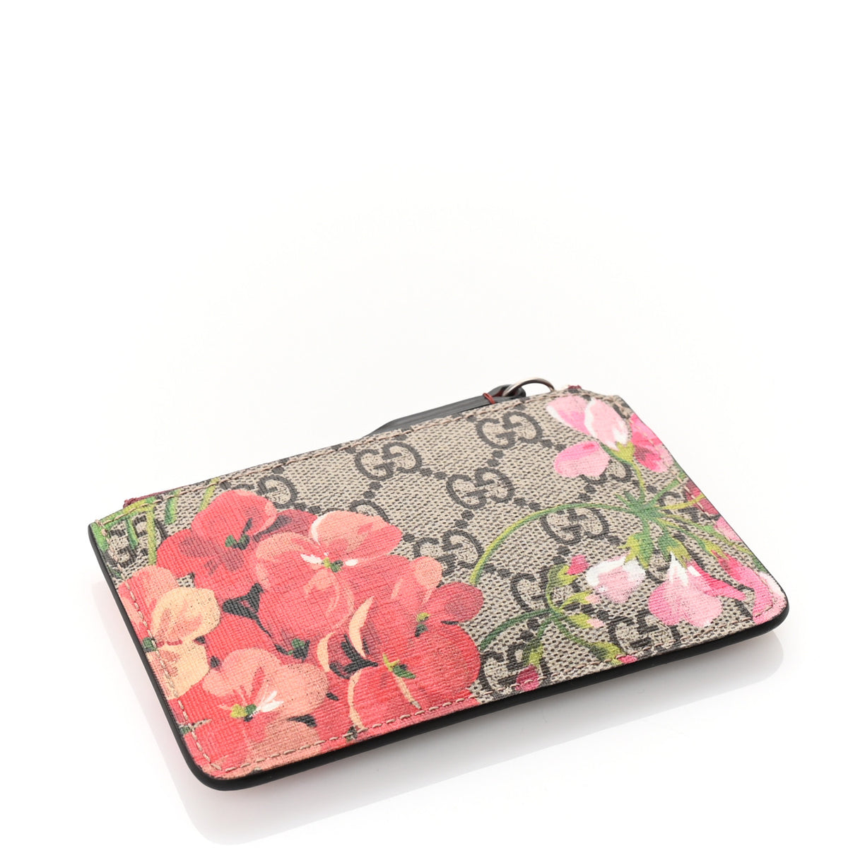Gucci GG Supreme Monogram Blooms Key Ring Coin Case Beige Multicolor Dry Rose 4 of 7