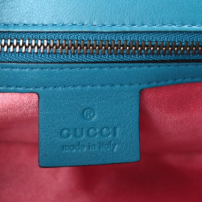 Gucci Velvet Matelasse Small GG Marmont Shoulder Bag  Pavone Cyan 5 of 7