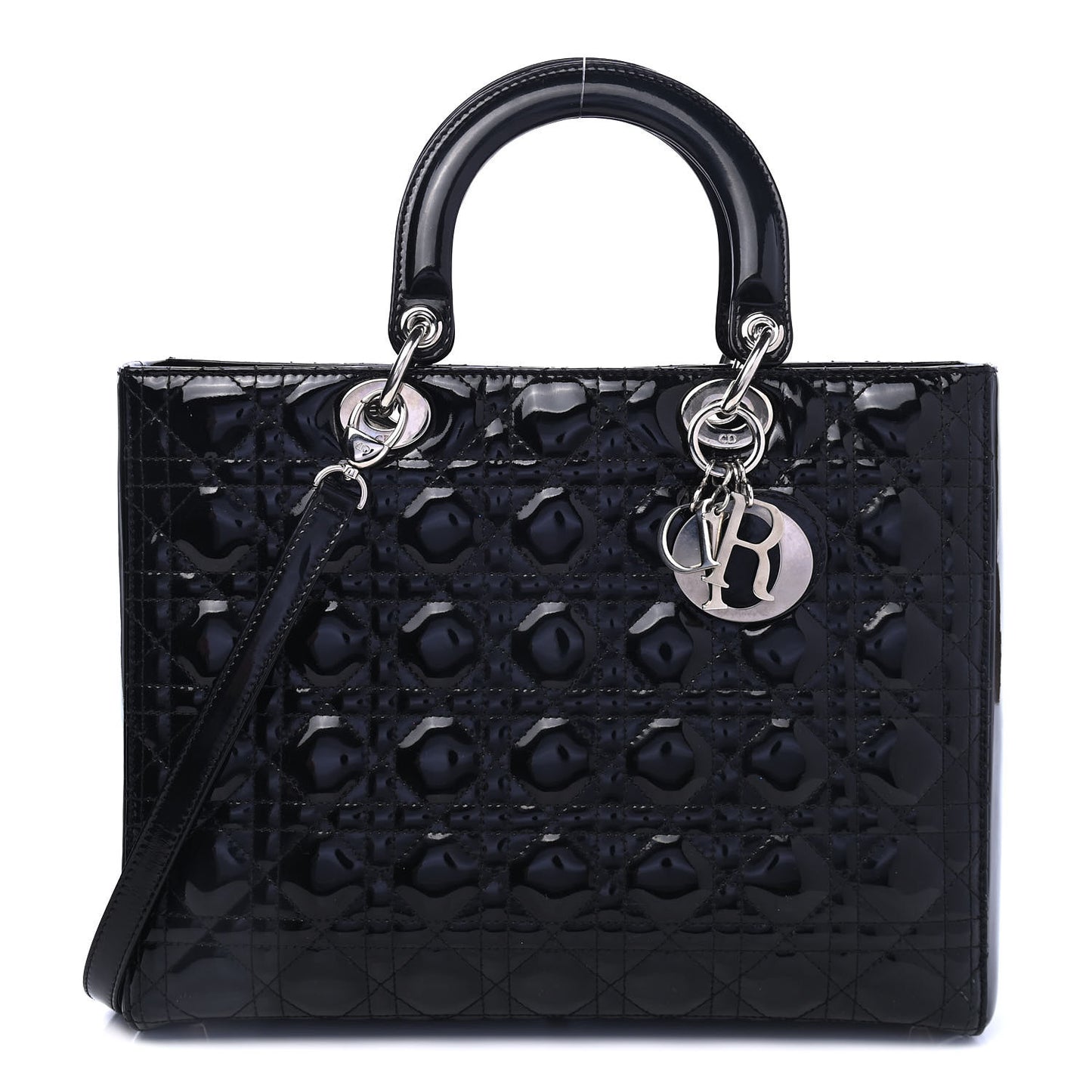 Patent Cannage Large Lady Dior Black