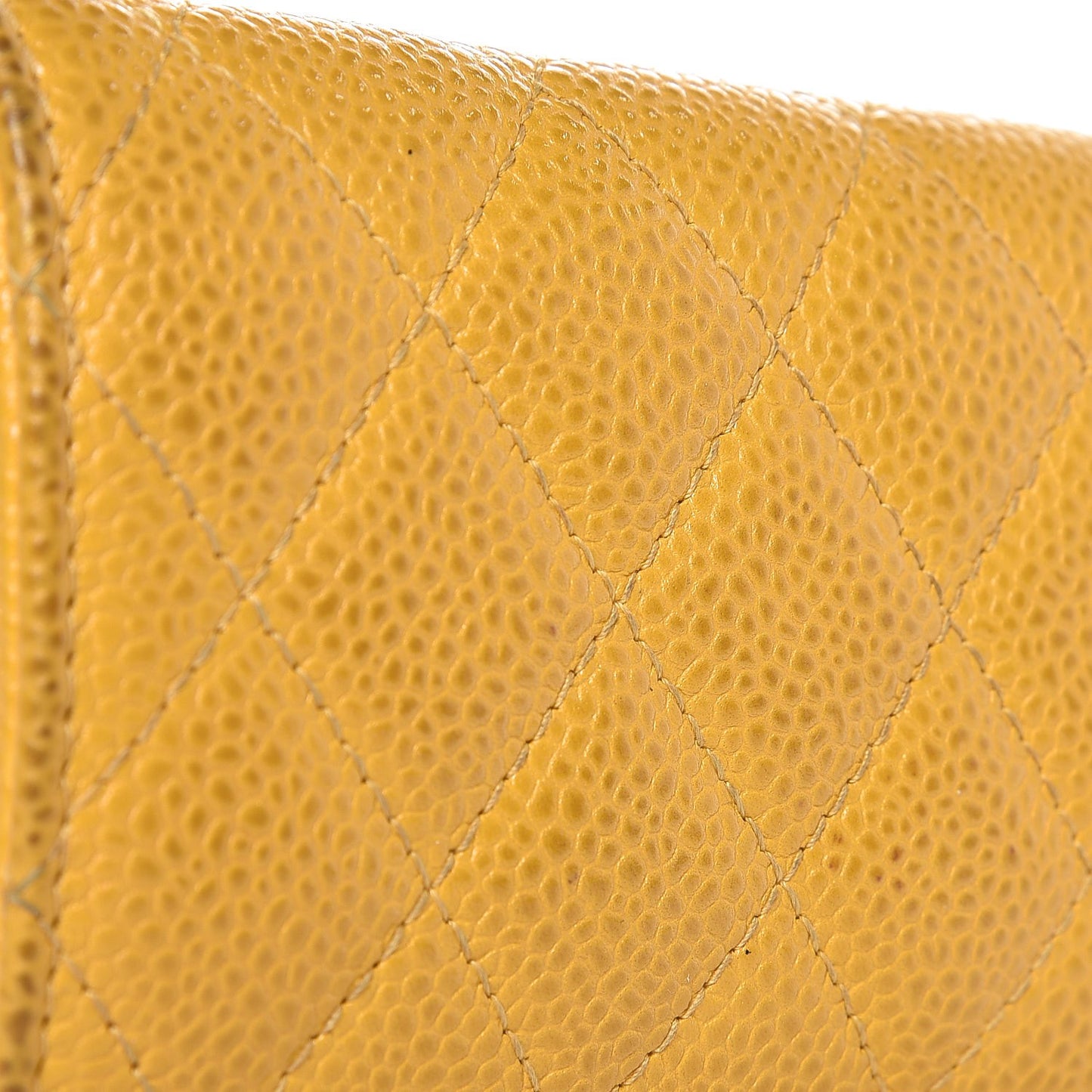 Caviar Quilted Flap Card Holder Yellow