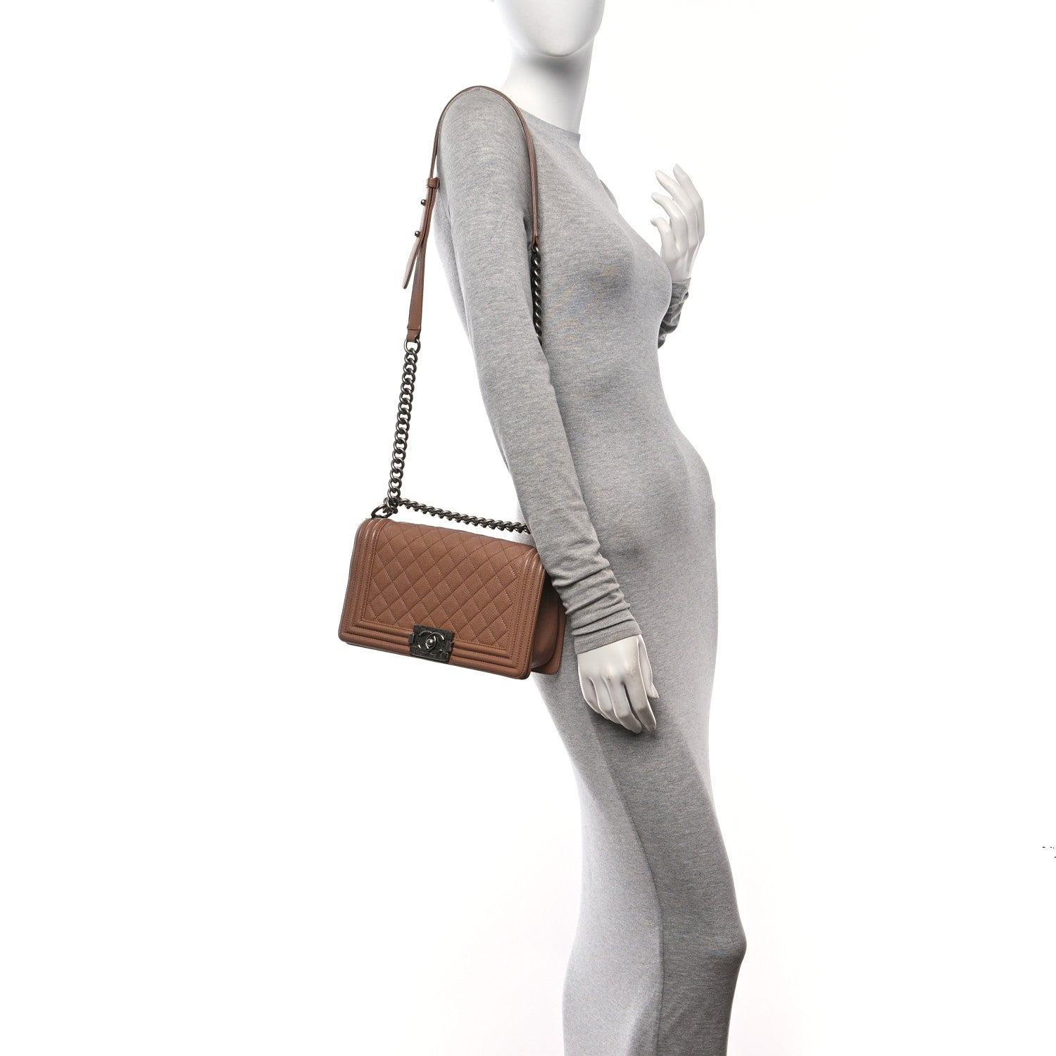 Chanel Caviar Quilted Medium Boy Flap Beige 2 of 10