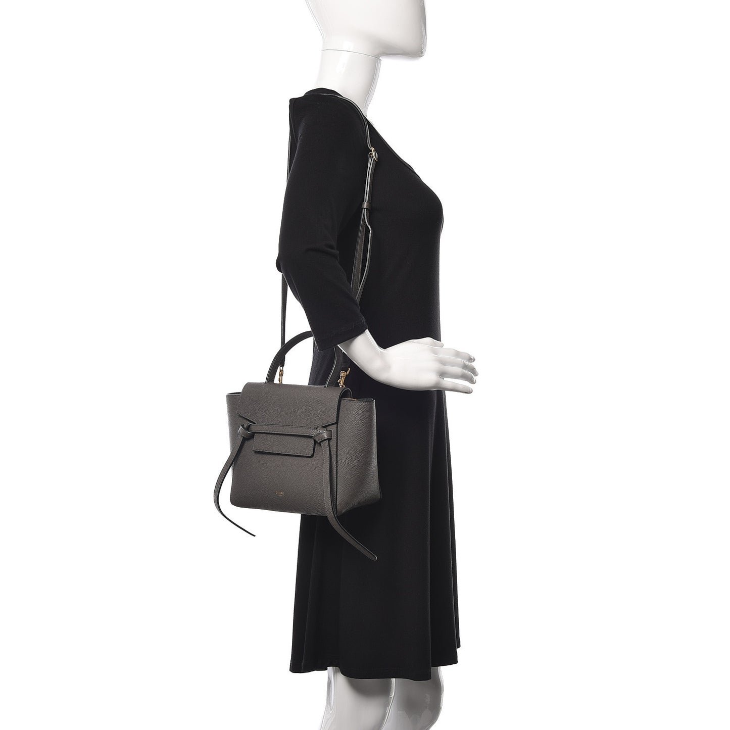 Grained Calfskin Nano Belt Bag Grey