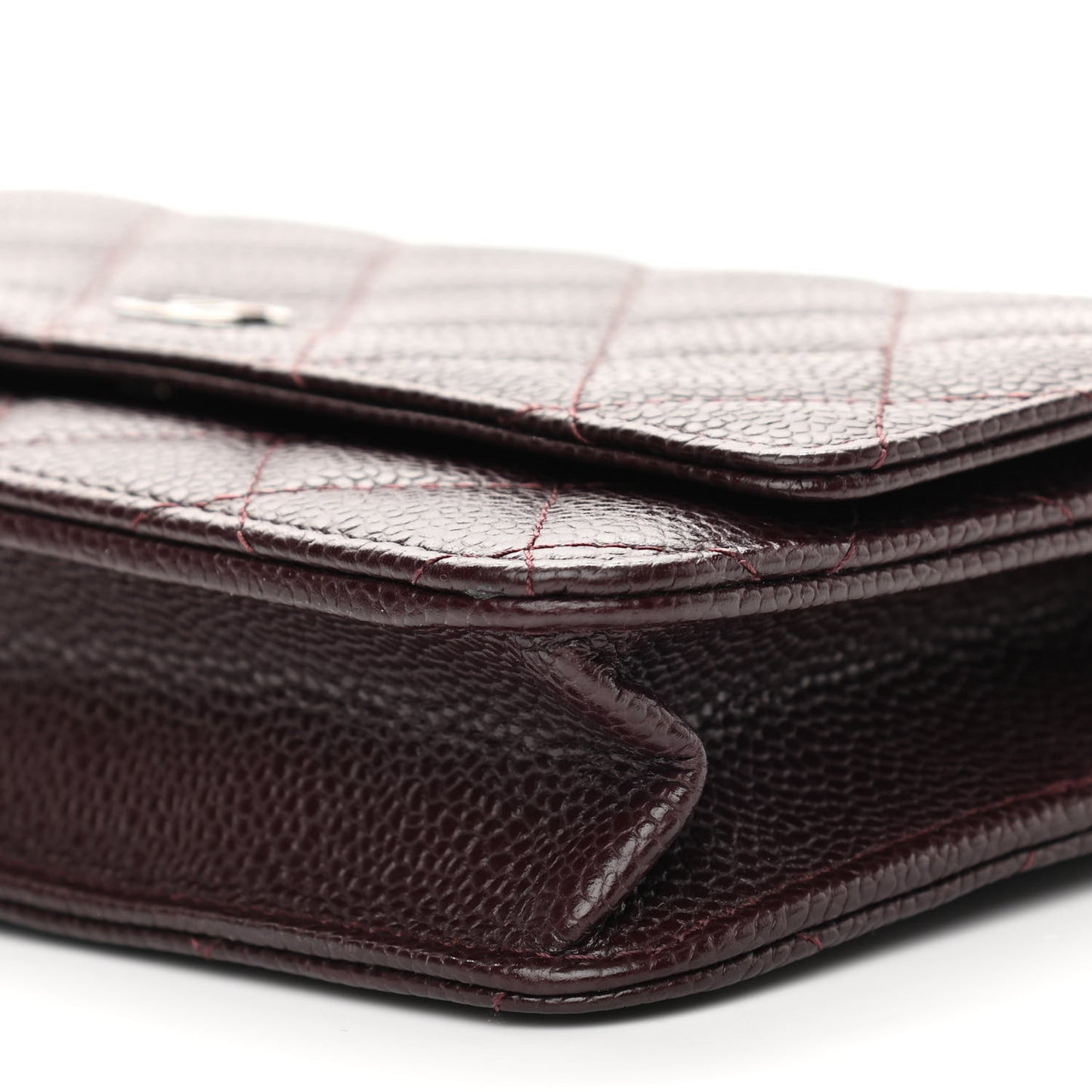 Caviar Quilted Wallet on Chain WOC Burgundy