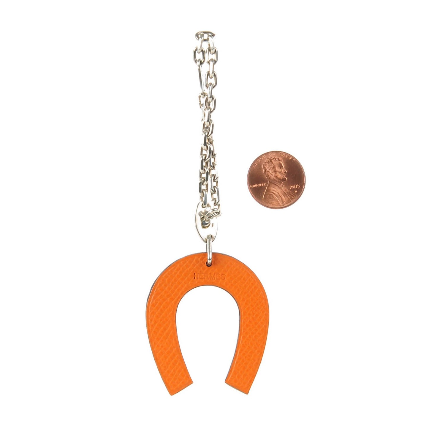 Epsom Lucky Horseshoe Bag Charm Graphite Orange