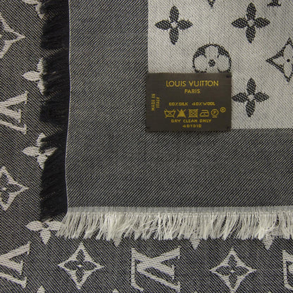 Louis Vuitton Silk Wool Monogram Denim Shawl Black 3 of 4