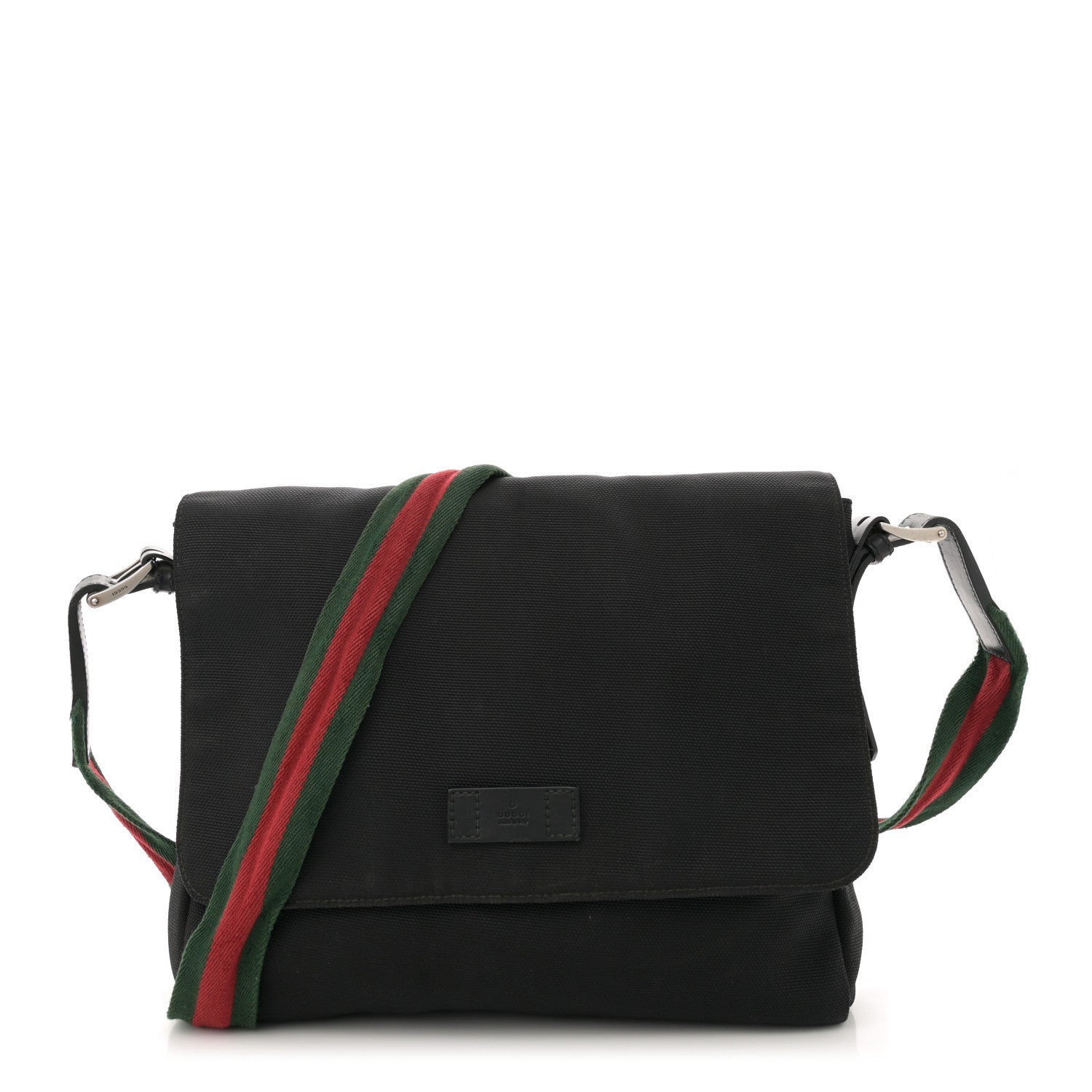 Gucci Techno Canvas Web Large Flap Messenger Bag Black 1 of 7