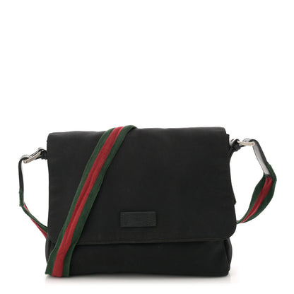 Gucci Techno Canvas Web Large Flap Messenger Bag Black 1 of 7