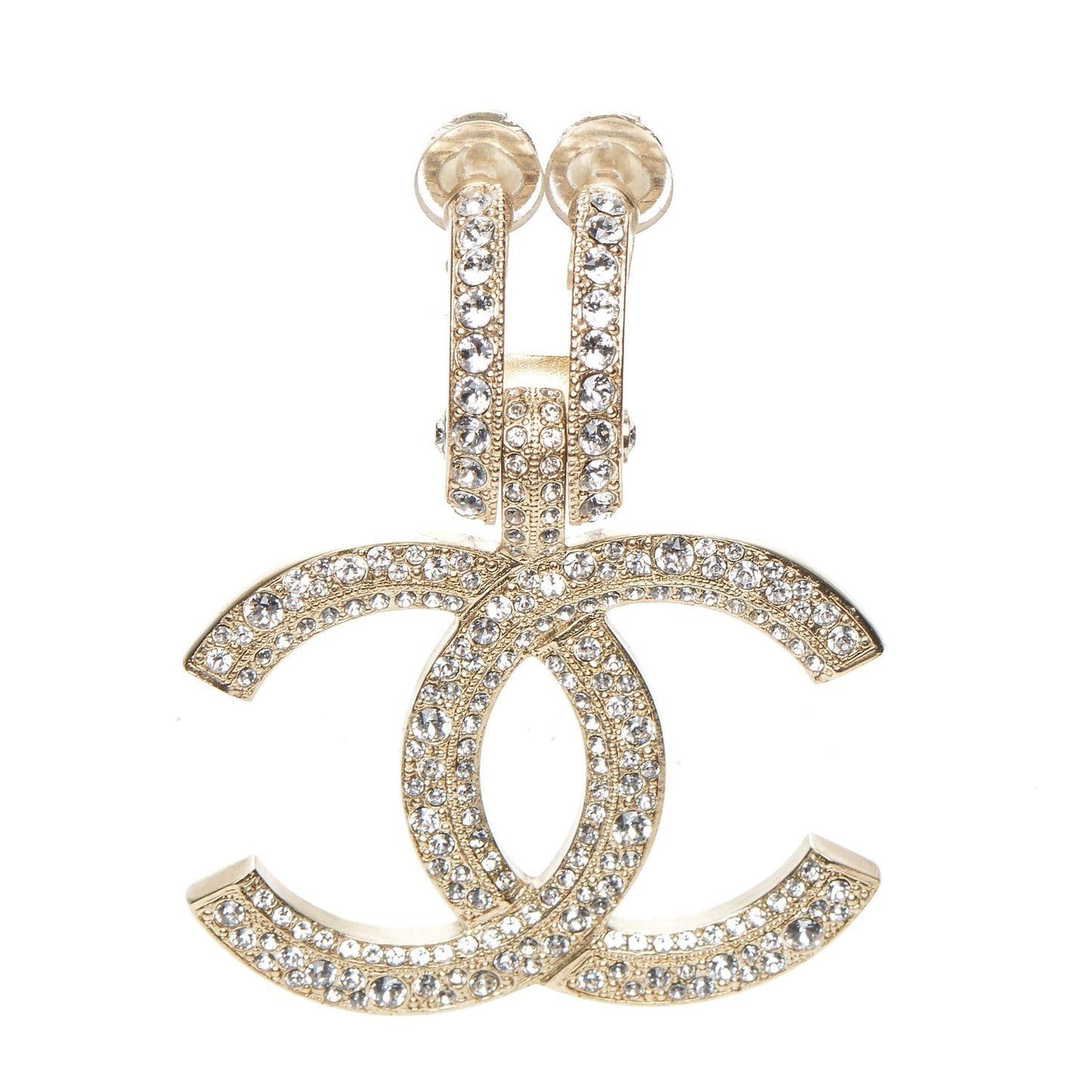 Crystal CC Single Clip On Earring Gold