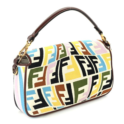 Fendi X SARA COLEMAN Canvas Vitello King Seta FF Fish Eye Embroidered Baguette  Grezzo Multicolor Ghianda 2 of 8