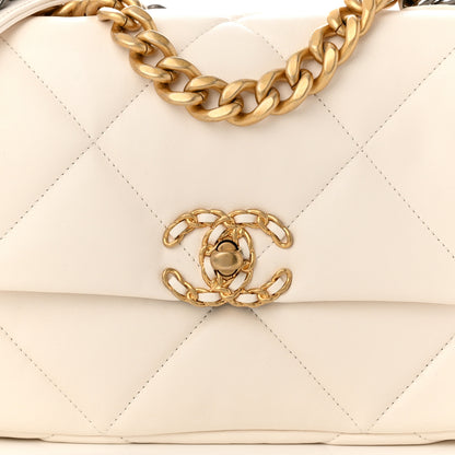 Chanel Goatskin Quilted Medium Chanel 19 Flap White 8 of 12