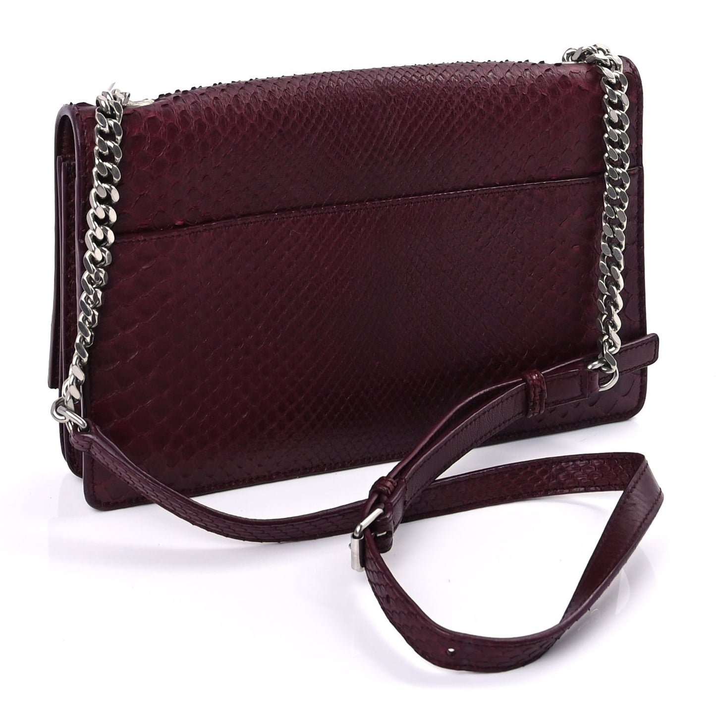 Snakeskin Medium Classic Monogram Satchel Burgundy