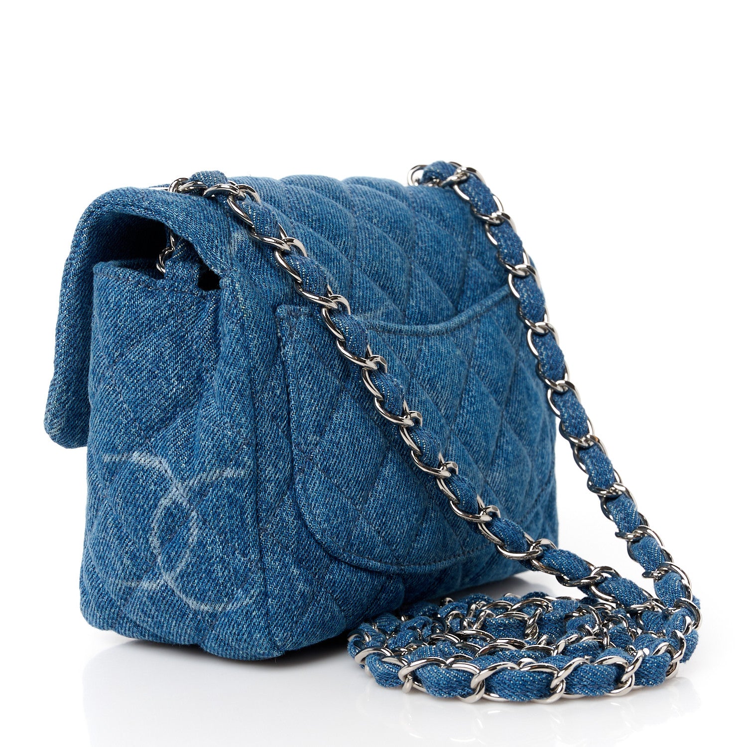 Chanel Denim CC Quilted Mini Square Flap Blue 3 of 11
