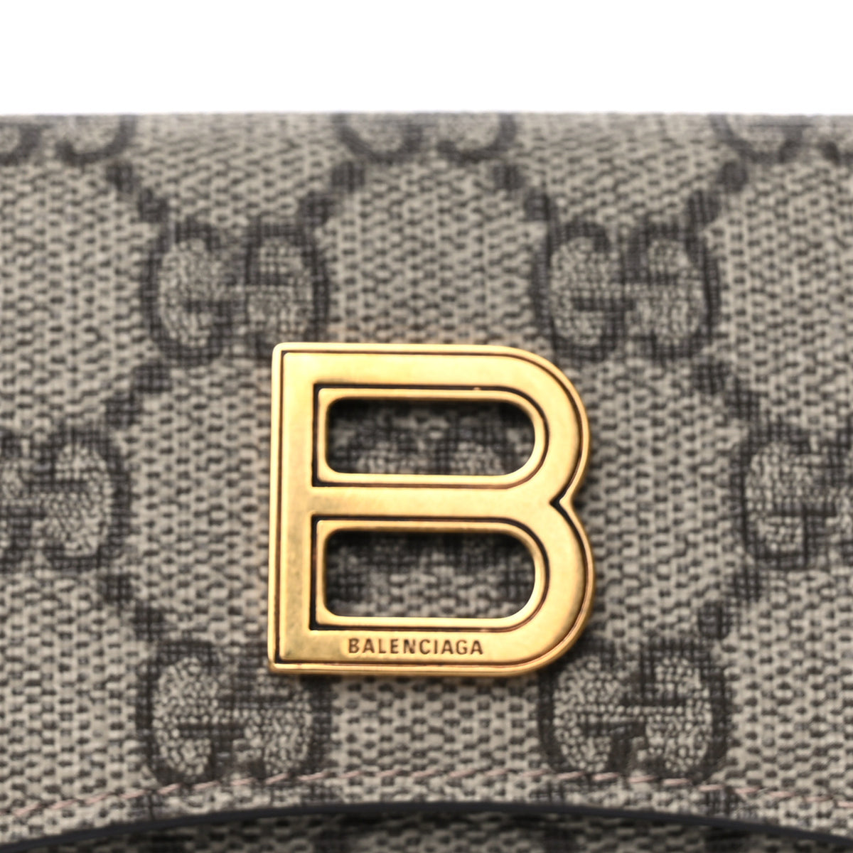 X BALENCIAGA GG Supreme Monogram Card Case Wallet Beige Ebony