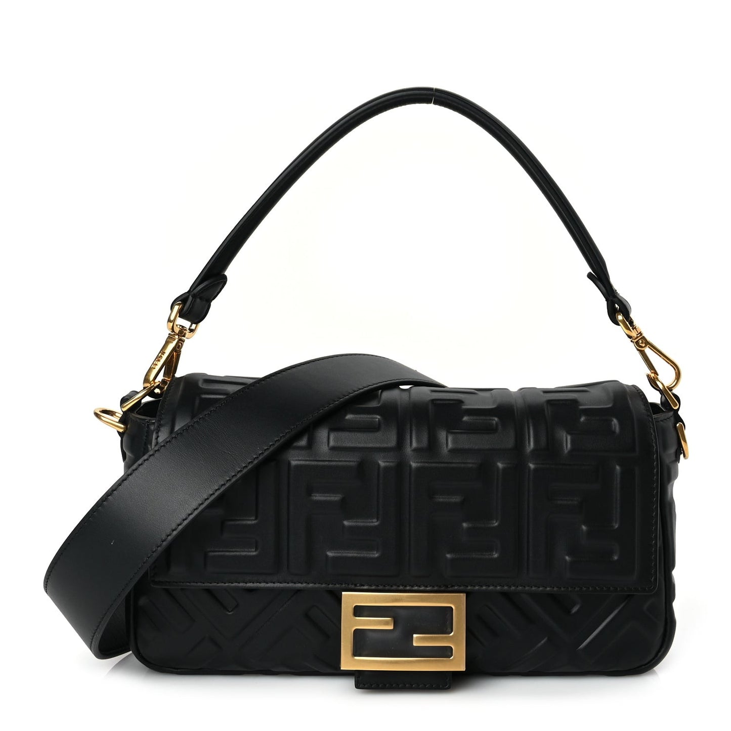 Nappa FF 1974 Embossed Baguette Black
