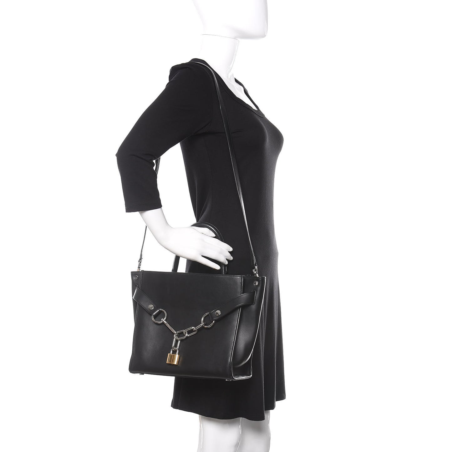 Smooth Calfskin Attica Chain Satchel Black