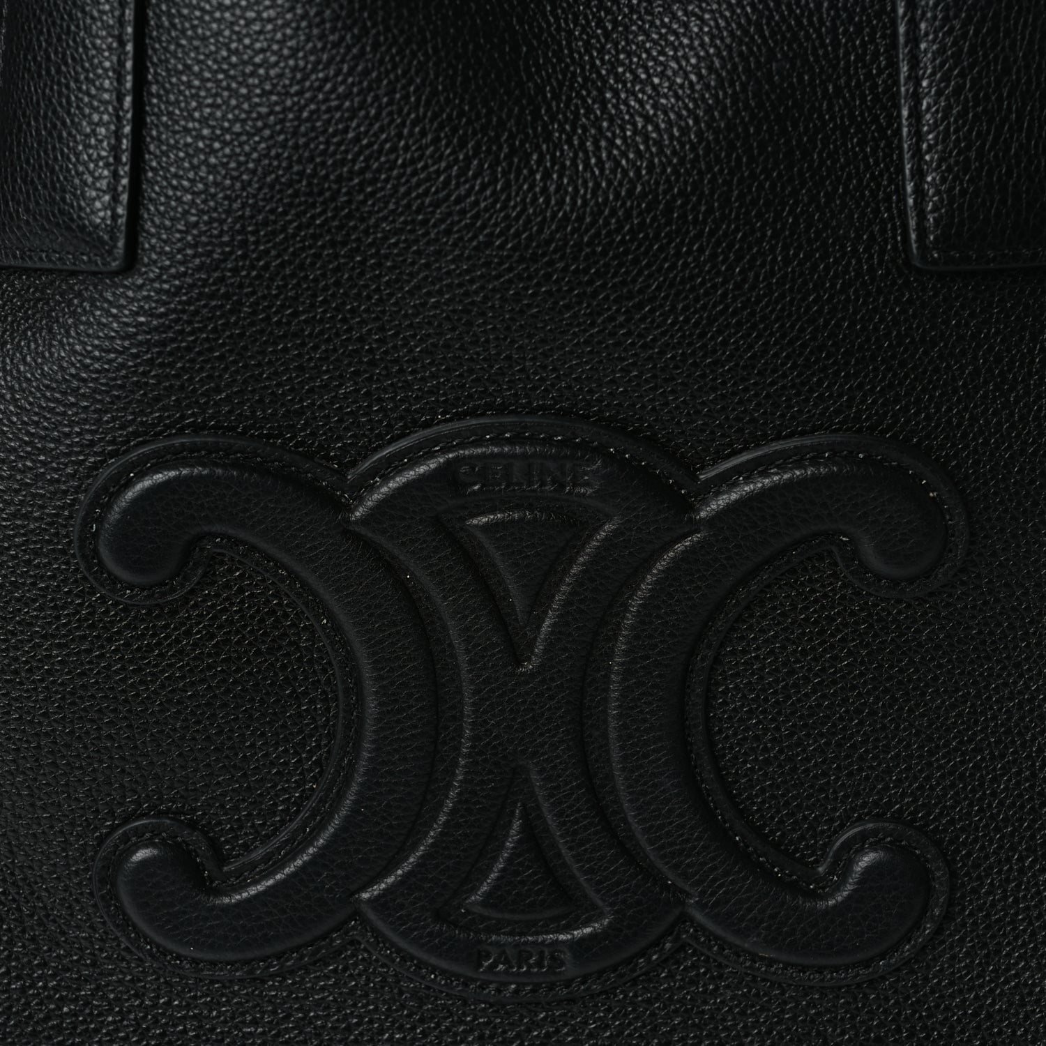 Celine Smooth Calfskin Cuir Triomphe Cabas Drawstring Black 6 of 8