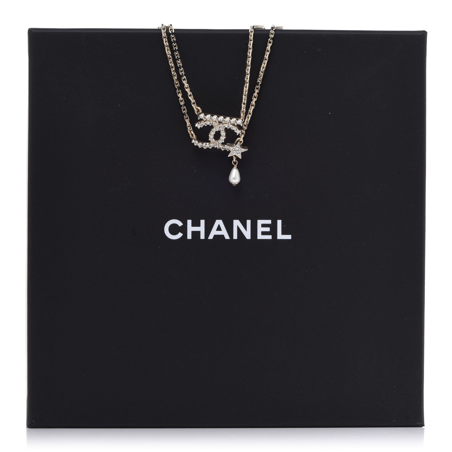 Pearl Crystal CC Star Choker Necklace Gold