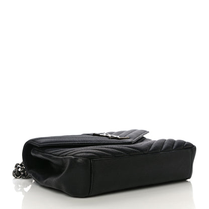 Saint Laurent Sheepskin Matelasse Chevron Monogram Medium College Bag Black 3 of 20