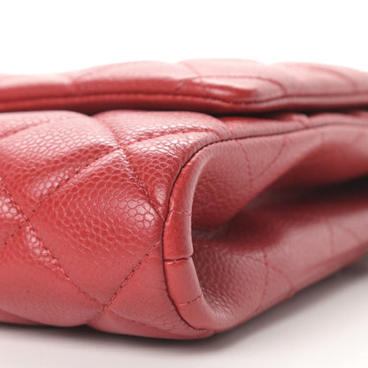 Chanel Caviar Quilted Clutch With Chain Flap Red 7 of 13
