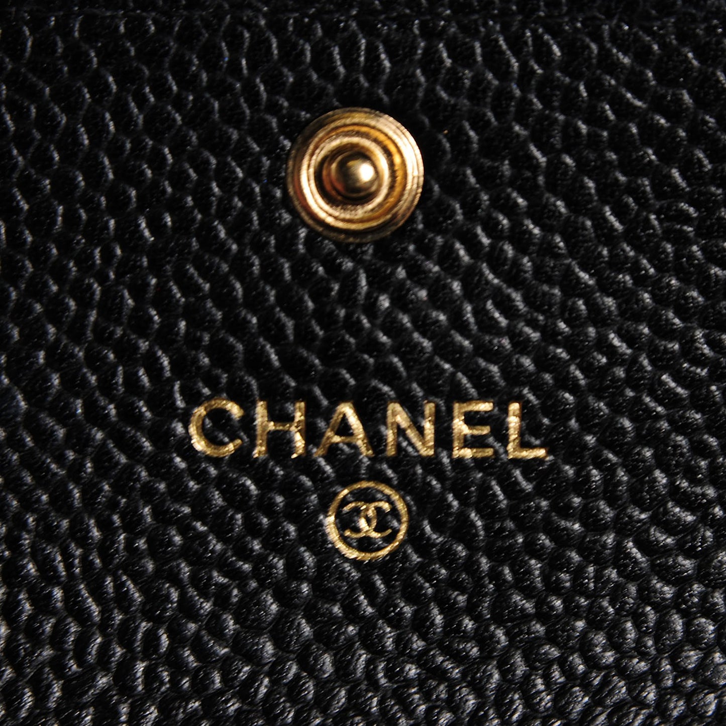 Caviar Quilted Flap Card Holder Black